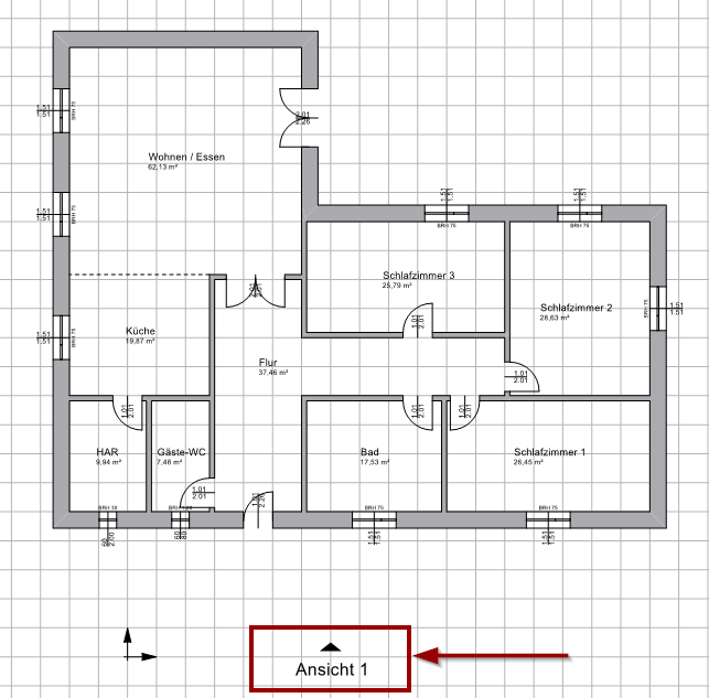 Grundriss mit Ansicht