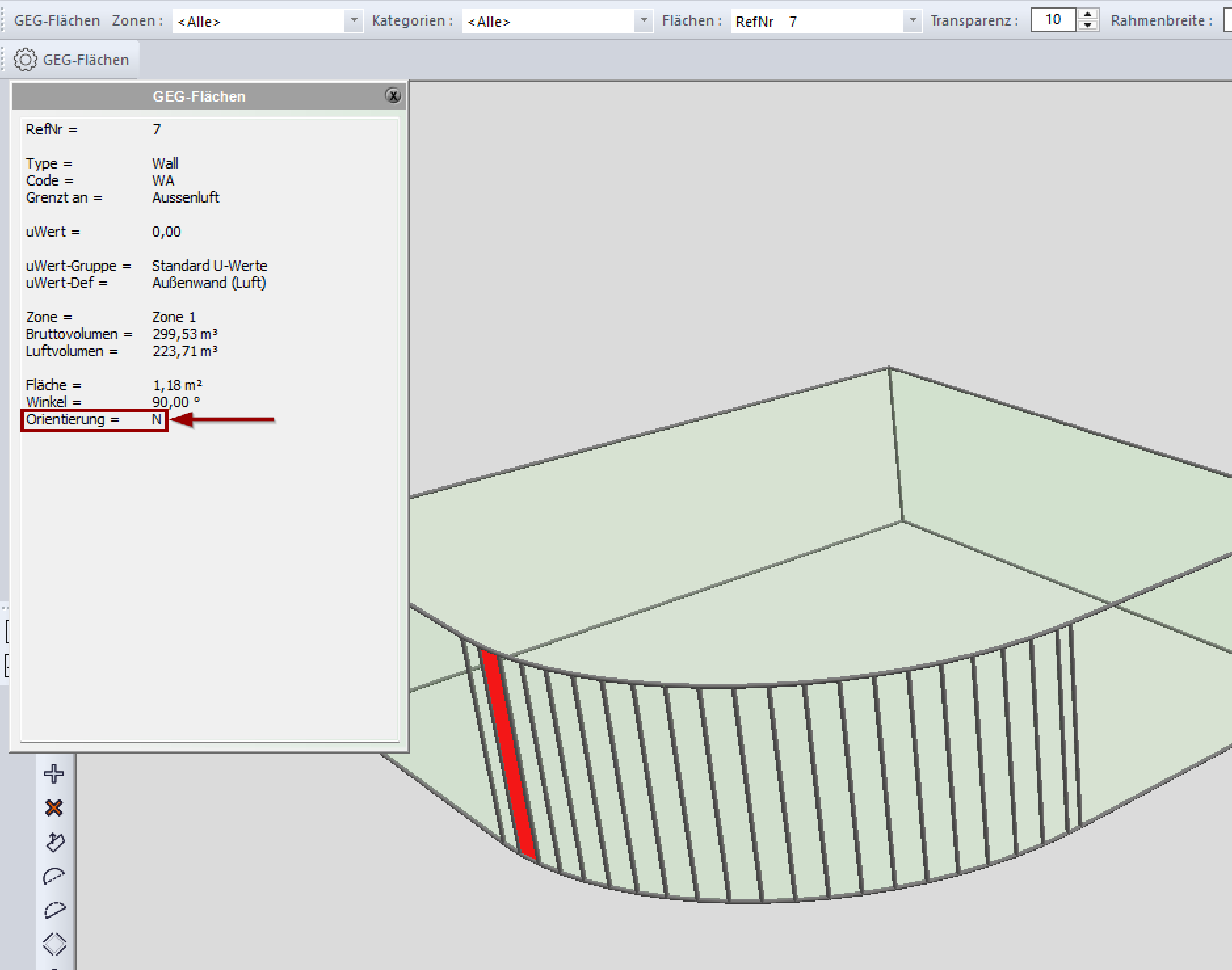 Ausrichtung Wandabschnitt