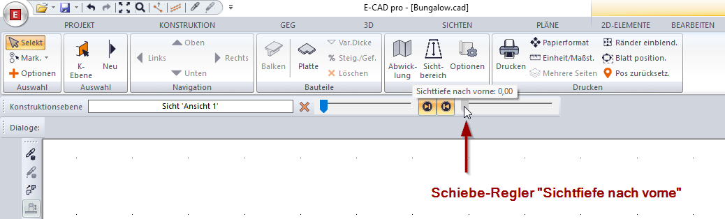 Einstellung Sichttiefe
